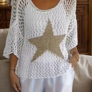 White Star Mesh Top